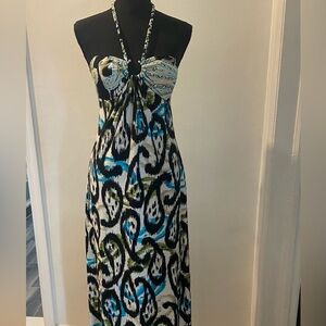Elegant Blue and Black Maxi Dress